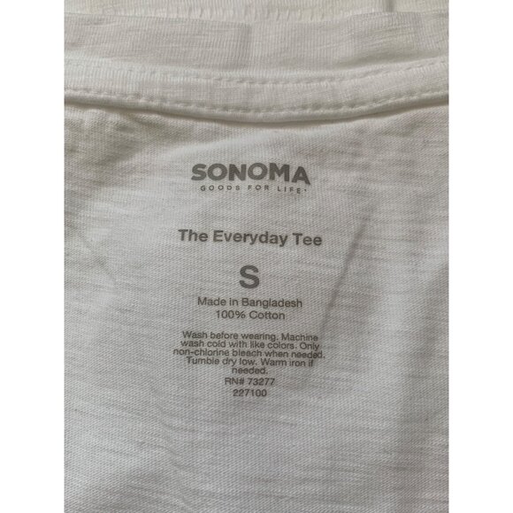 Sonoma Womens Everyday White V-Neck Tee Set Of 2 100% Cotton Size Small - Picture 2 of 5